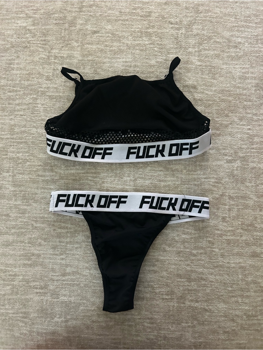 iHeartRaves Black Swim Shorts Set with White Logo Band